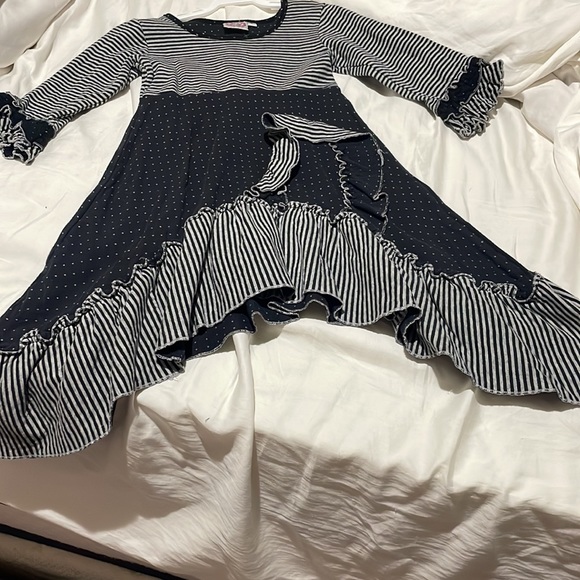 Lilli Lovebirds 6 hi low hemline ruffled black grey dress mismatch matching euc - Picture 5 of 9